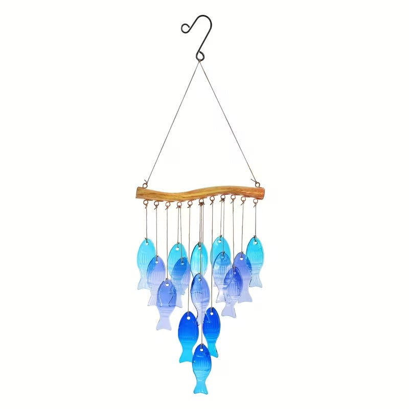 Blue Glass Fish Wind Chime