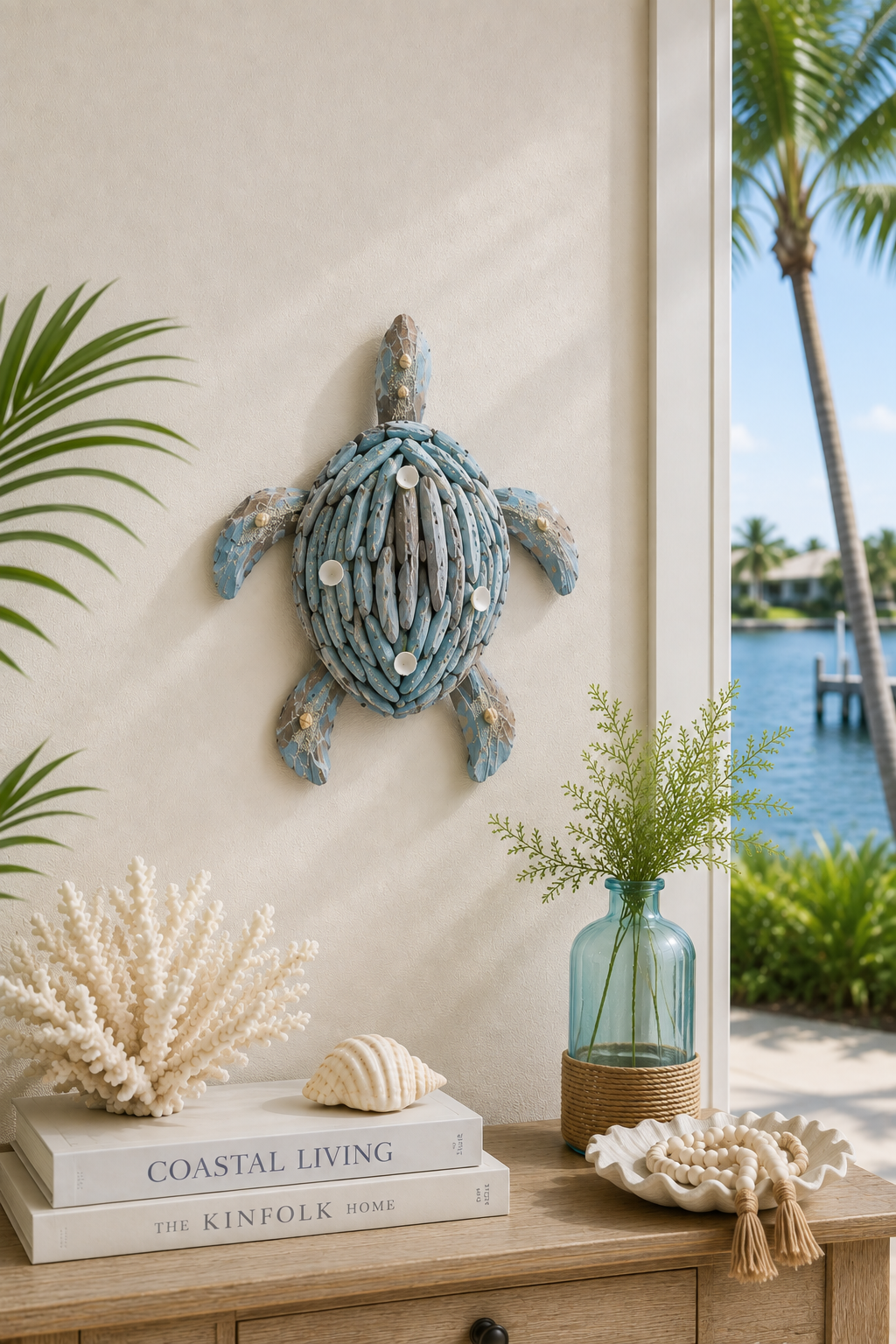 Painted Sea Turtle Driftwood Wall Decor