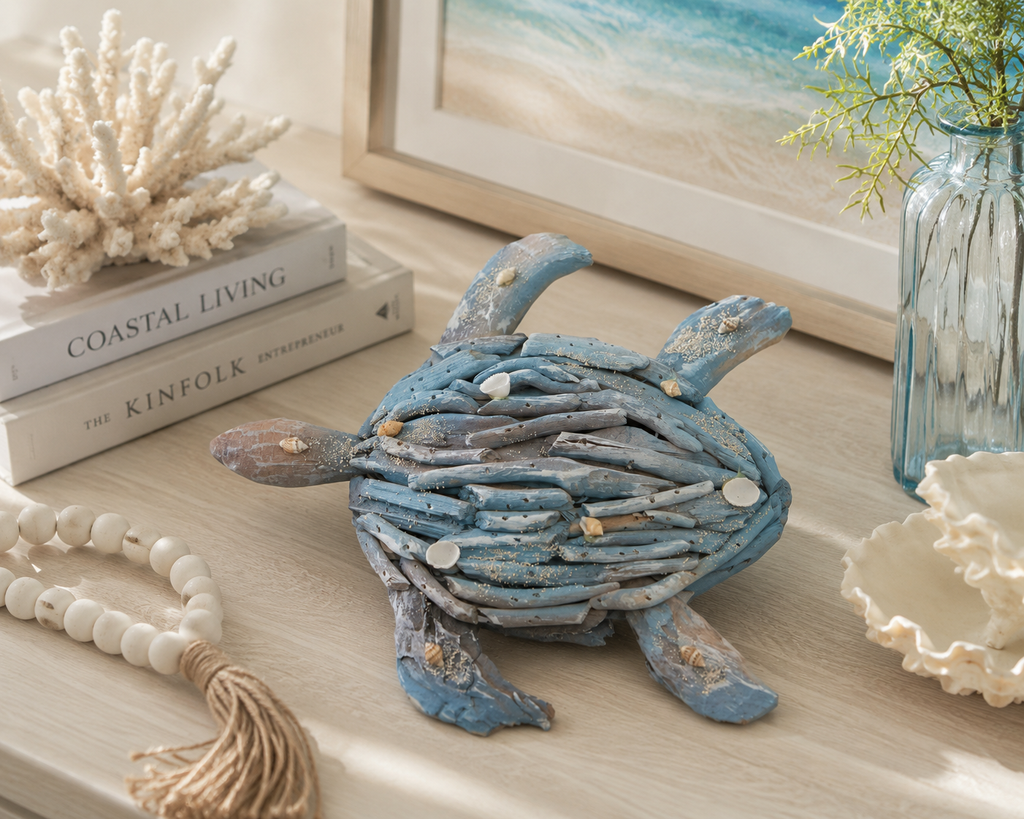 Painted Sea Turtle Driftwood Wall Decor
