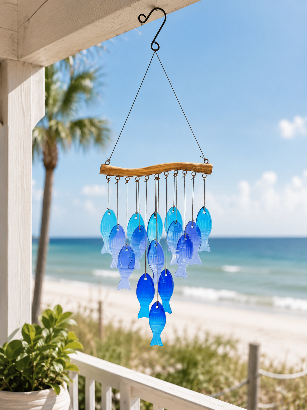 Blue Glass Fish Wind Chime