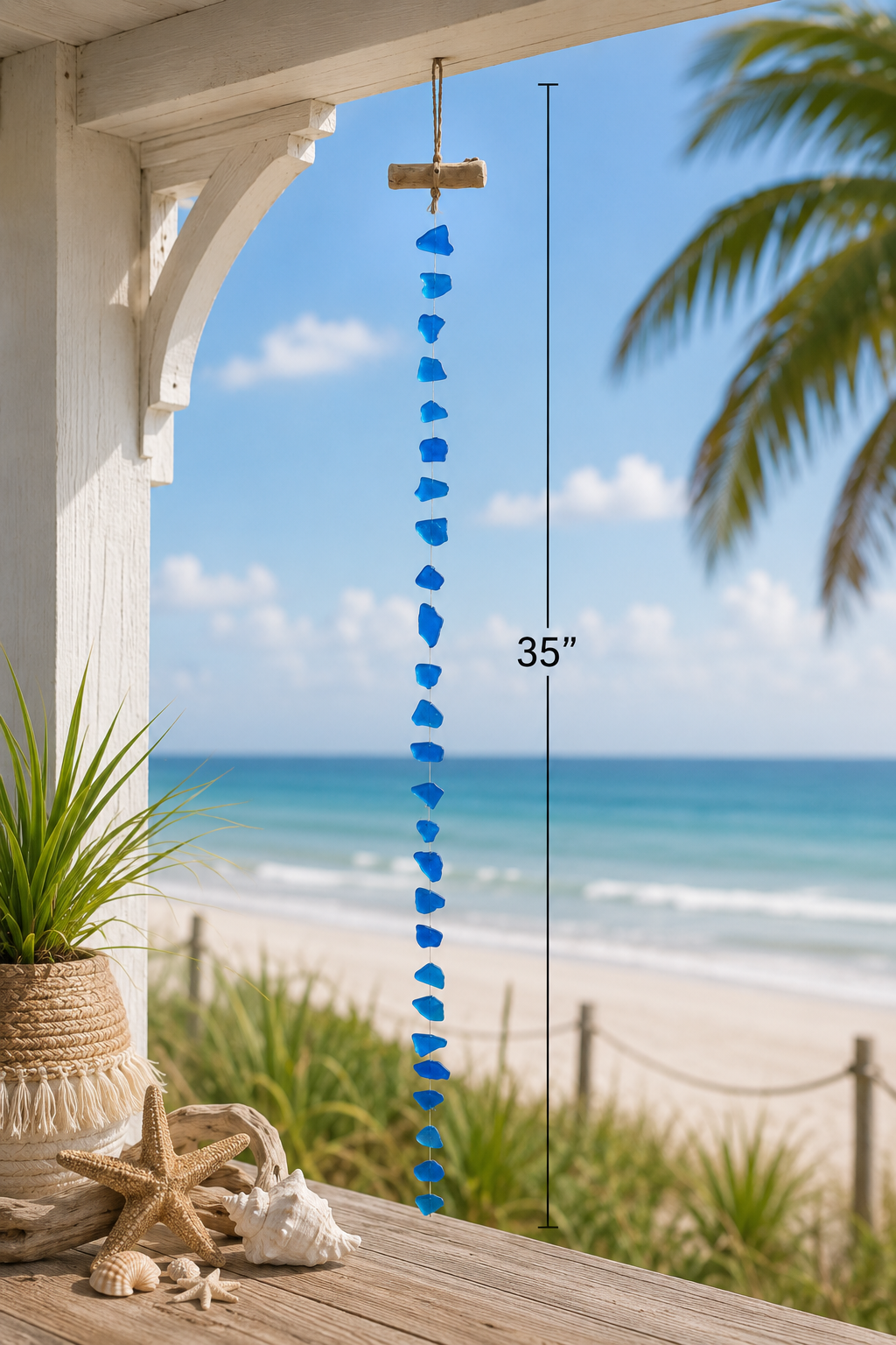 Hanging Sea Glass - Sea Blue