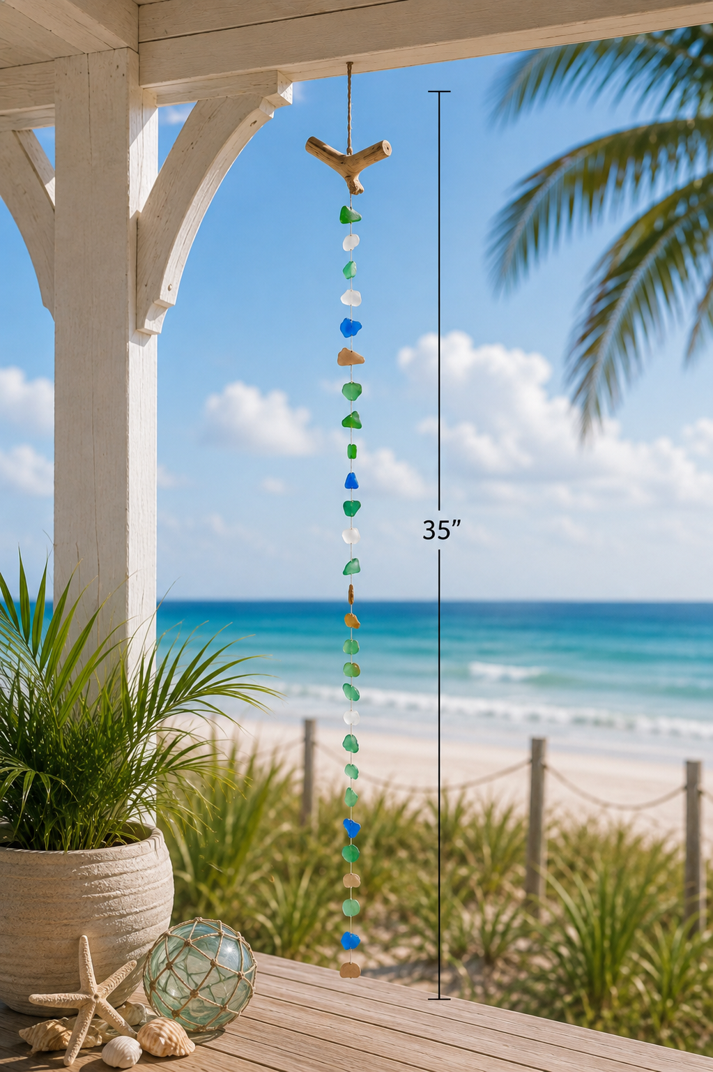 Hanging Long Sea Glass - Multi Color