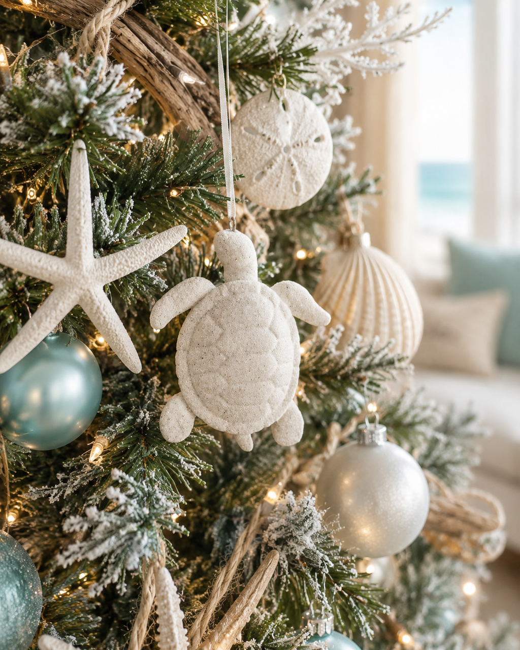 Christmas Sandy Sea Turtle Ornament